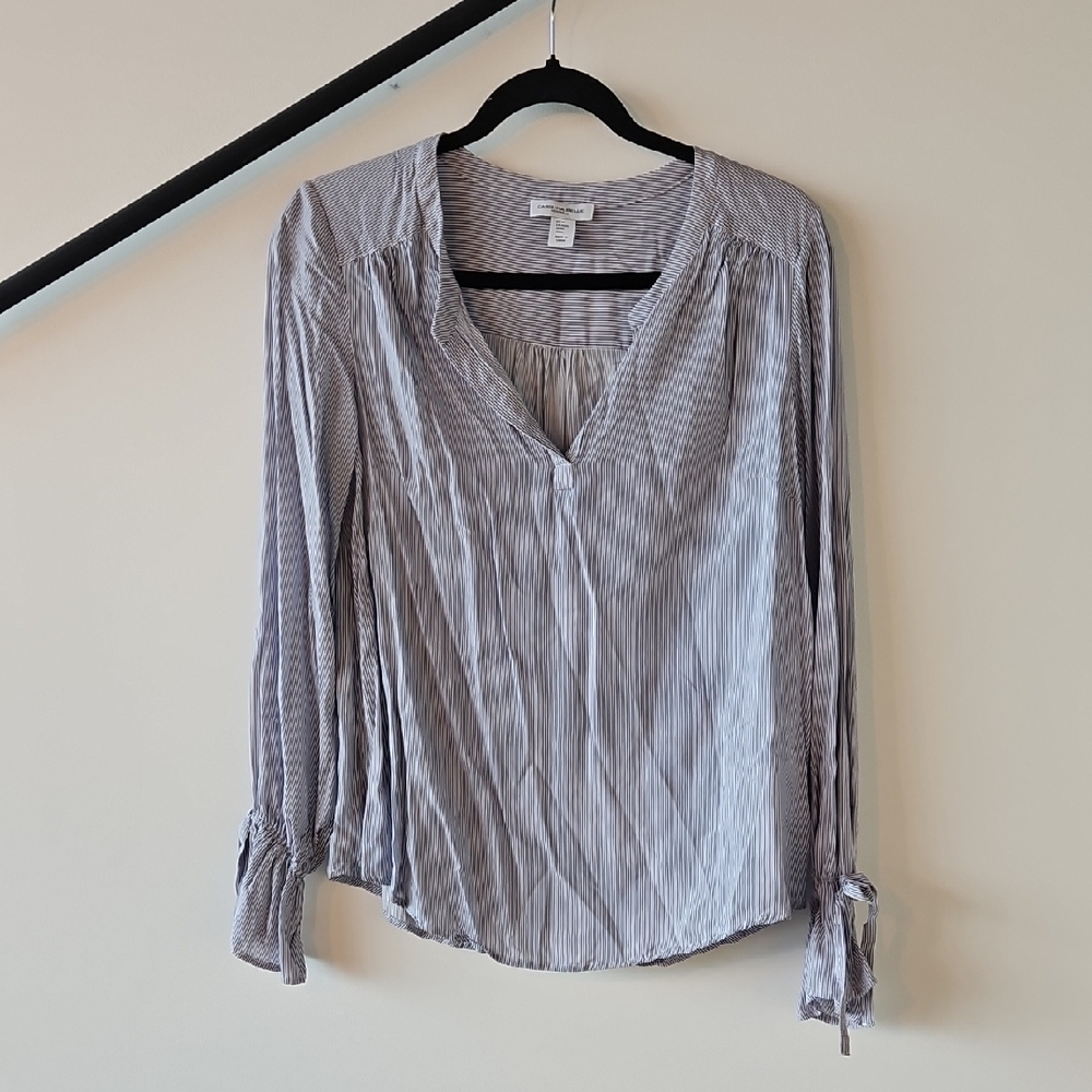 Carolina Belle Pinstripe Blouse in Gray